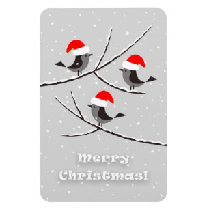 Íman Feliz Natal Red Santa Hat Birds