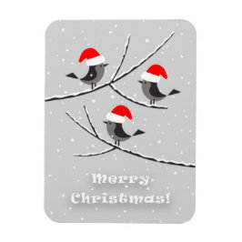 Íman Feliz Natal Red Santa Hat Birds