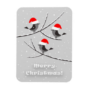 Íman Feliz Natal Red Santa Hat Birds