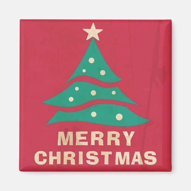Íman Feliz Natal Retro Tree Magnet (Frente)