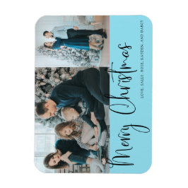 Íman Feliz Natal - Script 2 Photo Holiday Blue