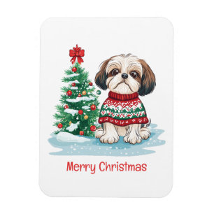 Íman Feliz Natal Shih Tzu Papai Noel Cachorro