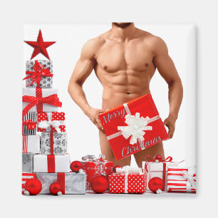 Íman Feliz Natal SlipperyJoe presente vermelho branco p