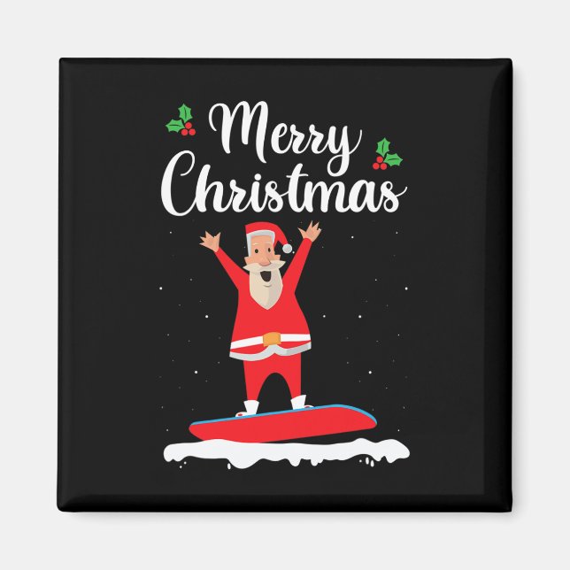 Íman Feliz Natal Snowboard Papai Noel Boarder E (Frente)
