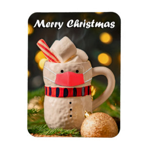 Íman Feliz Natal Snowman Mug em máscara de rosto
