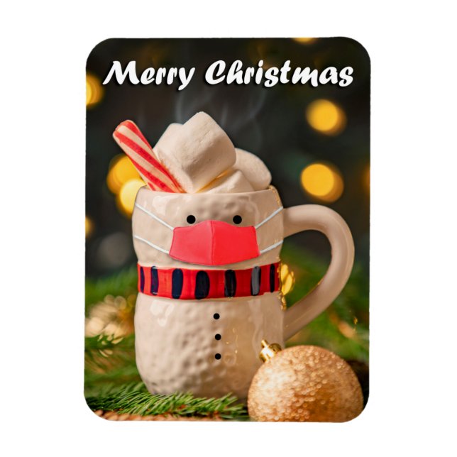 Íman Feliz Natal Snowman Mug em máscara de rosto (Vertical)