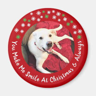 Íman Feliz Natal Sorrindo Cachorro Foto Engraçada Círcu