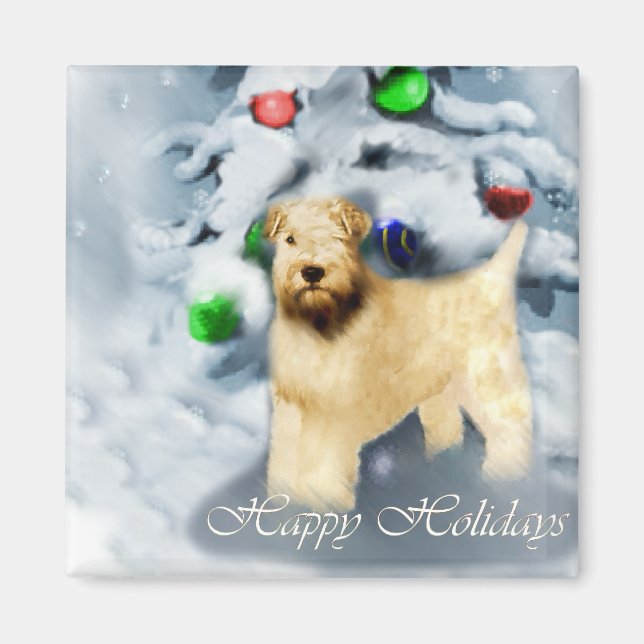 Íman Feliz Natal Terrier com Rodas Revestidas (Frente)