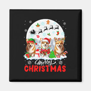 Íman Feliz Natal Três Papais noeis Elf Reindeer Corgis 