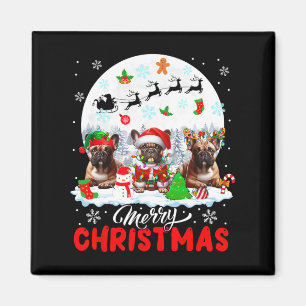 Íman Feliz Natal Três Papais noeis Elf Reindeer French 