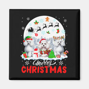 Íman Feliz Natal Três Papais noeis Elf Reindeer Poodles