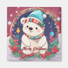 Íman Feliz Natal Urso Polar Branco