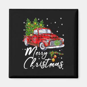 Íman Feliz Natal Vagão de Vintage Red Truck Fam