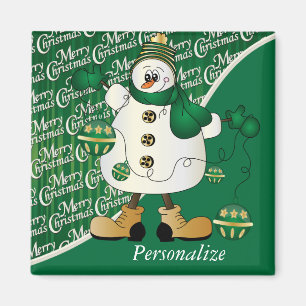 Íman Feliz Natal Verde Snowman