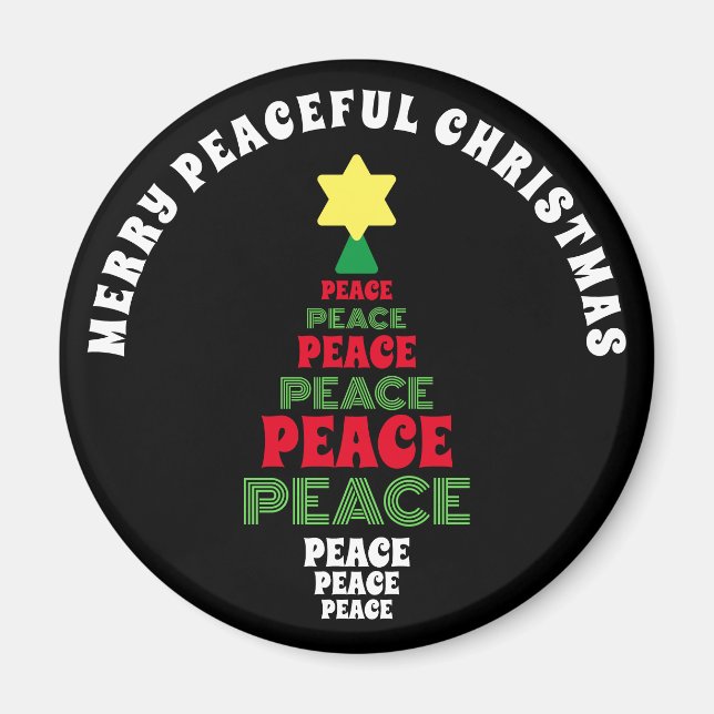 Íman Feliz Natal Vermelho e Árvore Verde da Paz (Frente)