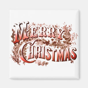 Íman Feliz Natal Vermelho e Branco Feriado de Vintagem
