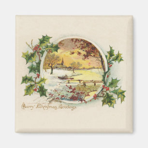 Íman Feliz Natal Vintage Vintage Scense