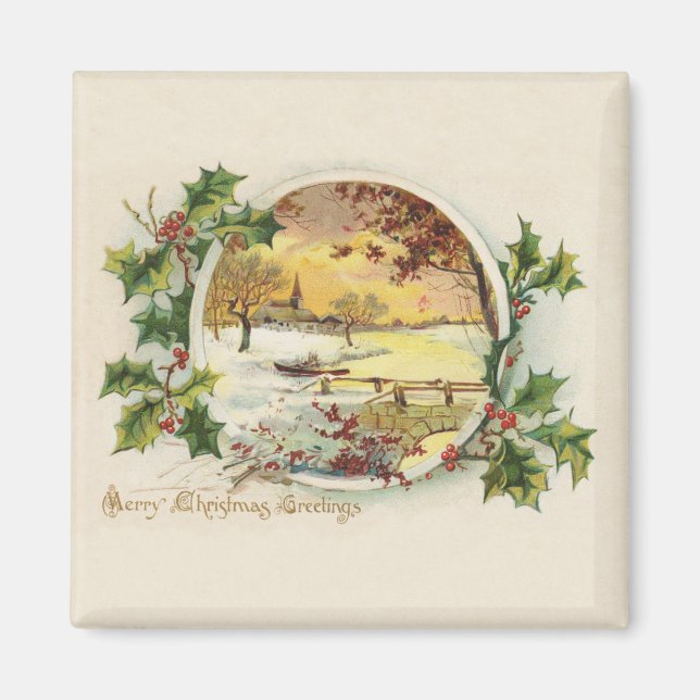 Íman Feliz Natal Vintage Vintage Scense (Frente)