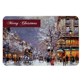 Íman Feliz Natal. Vintage Winter Parisiense Scense