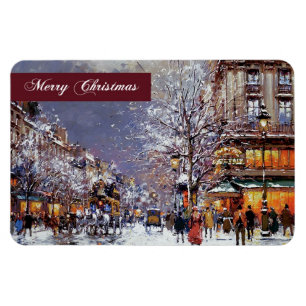 Íman Feliz Natal. Vintage Winter Parisiense Scense