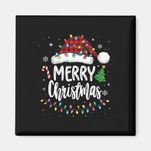 Íman Feliz Natal Xadrez Vermelha Família Luzes Xmas Hom