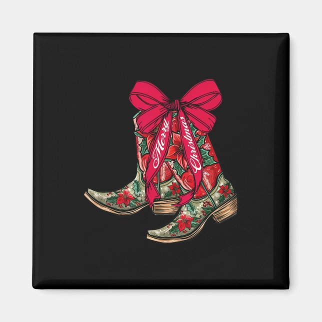Íman Feliz Natal Xmas Cowboy Boots Coquette Arco Paj (Frente)