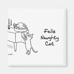 Íman Feliz Naughn Cat - Natal Engraçado