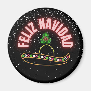 Íman Feliz Navidad Neon Sombrero Holiday