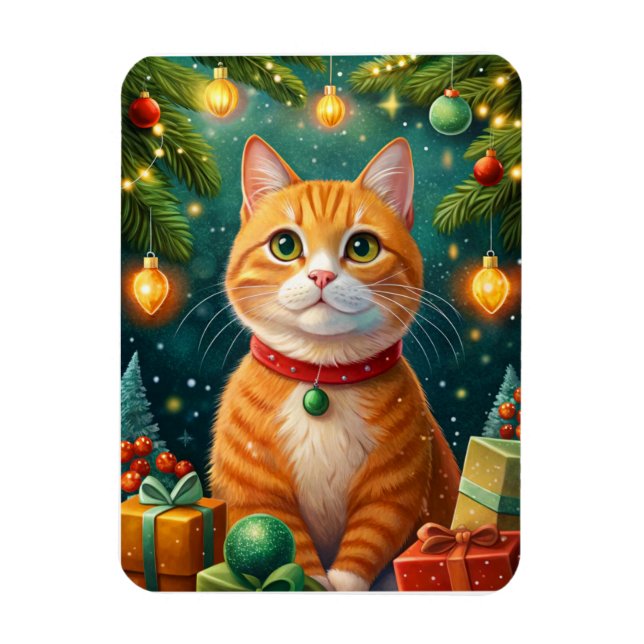 Íman Feliz navidad te desea mi gato naranja (Vertical)