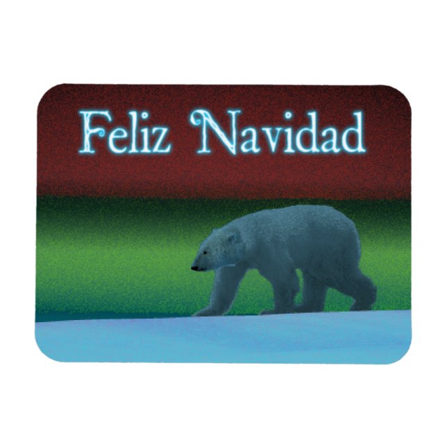Íman Feliz Navidad - Urso Polar das Luzes (Horizontal)