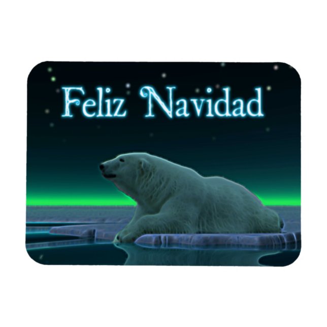 Íman Feliz Navidad - Urso Polar de Borda do Gelo (Horizontal)