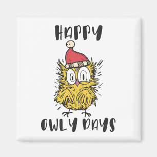 Íman Feliz Owly Days Engraçado Papai noel Coruja