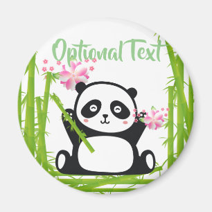 Íman Feliz Panda com Bambu e Flor de Cereja