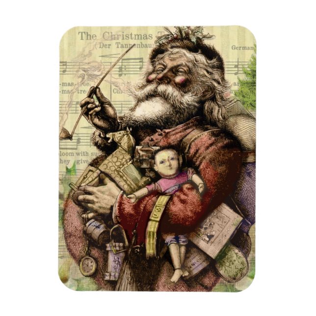 Íman Feliz Papai Noel e a Árvore de Natal (Vertical)