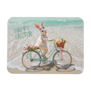 Íman Feliz Páscoa da Florida Bicycle Bunny na Praia