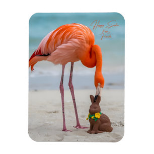 Íman Feliz Páscoa do Flamingo da Flórida na Praia