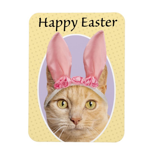 Íman Feliz Páscoa Para Qualquer Gato Tabby Laranja Fofo (Vertical)