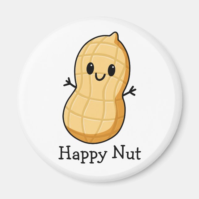 Íman Feliz Peanut Kawaii Cartoon – Noz Sorridente Fofa  (Frente)