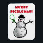 Íman Feliz Picklemas Snowman Magnet<br><div class="desc">Íman de férias de picleball</div>