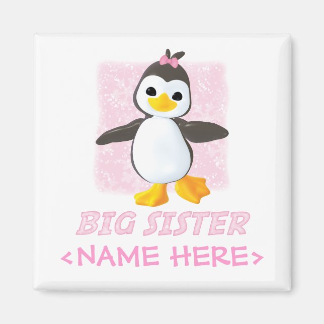 Íman Feliz Pinguim Grande Irmã (Frente)