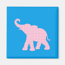 Íman Feliz Pink Elephant-Art Pattern Cute