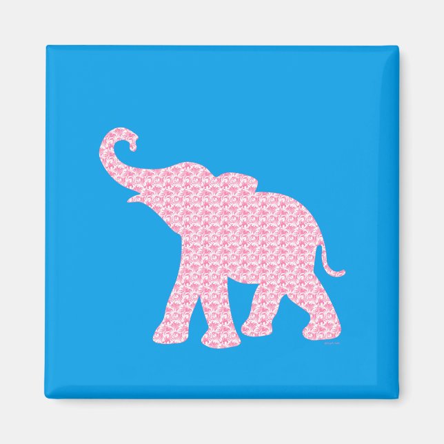 Íman Feliz Pink Elephant-Art Pattern Cute (Frente)
