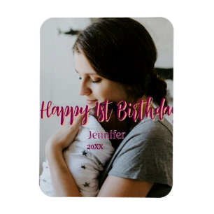 Íman Feliz primeiro aniversario, bebê mãe vermelha, lar