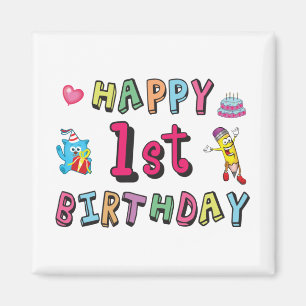 Íman Feliz primeiro aniversario para crianças de 1 ano