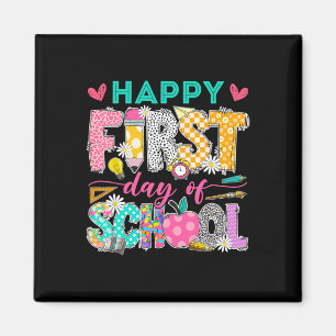 Íman Feliz Primeiro Dia De Aula Groovy De Volta à Escol