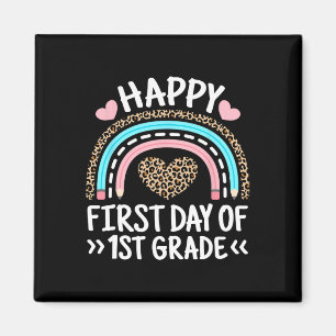 Íman Feliz Primeiro Dia De Ensino-Arco-Íris De Leopardo