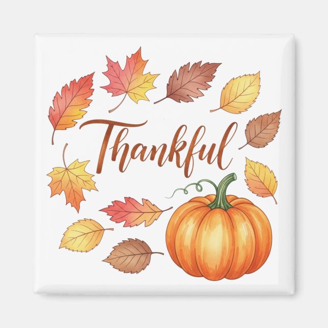 Íman Feliz Pumpkin e Folhas de outono (Frente)