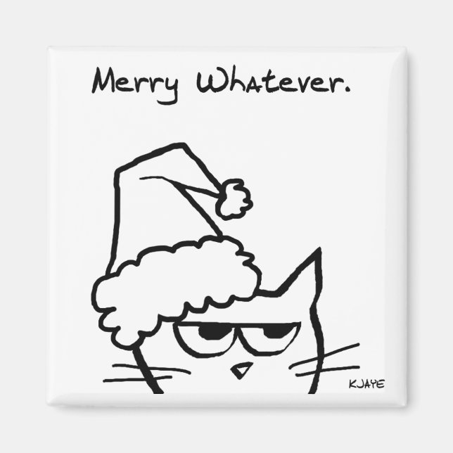 Íman Feliz Qualquer - Natal Engraçado Do Gato (Frente)