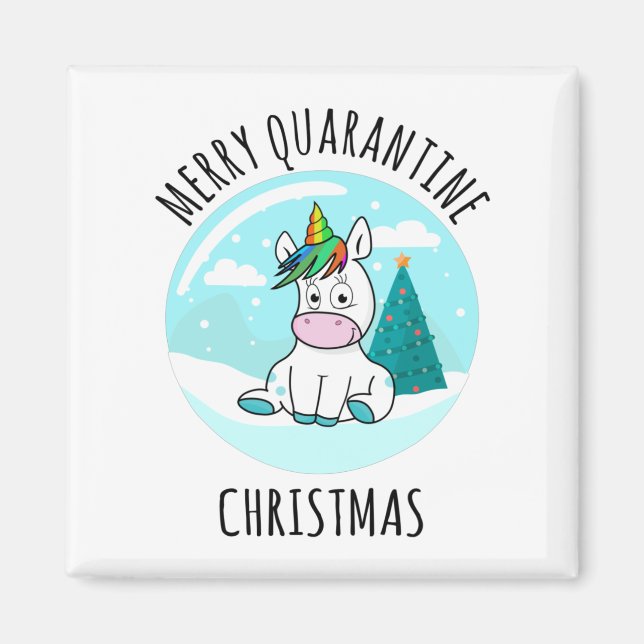 Íman Feliz Quarantine Christmas Unicorn (Frente)