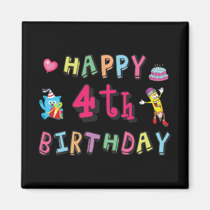 Íman Feliz quarto aniversário. 4 anos por dia.